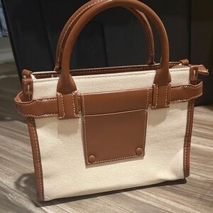Elegant Tan and Cream Women's Handbag